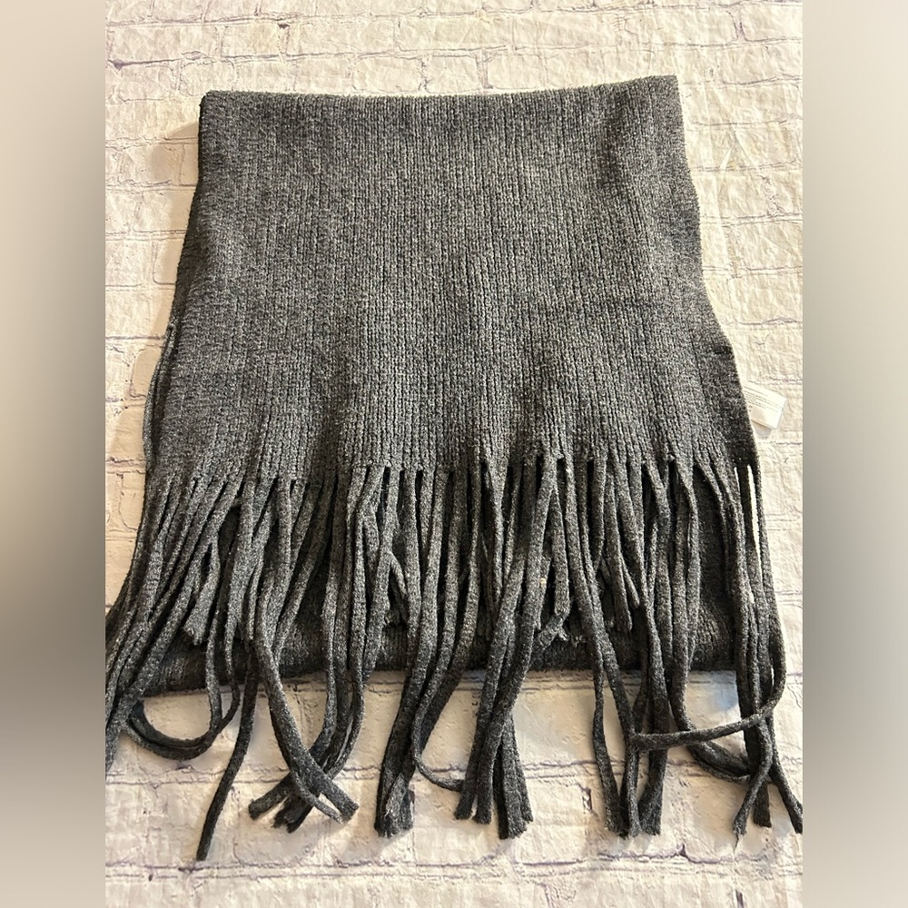 LUCKY BRAND HEATHER GREY OBLONG FRINGE UNISEX SCARF O/S